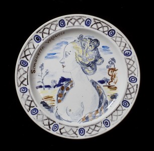 detail from <i>Famous Women</i>, ca. 1932-4, 23.5 cm diameter, ceramic. Copyright the Estate of Vanessa Bell, courtesy of Henrietta Garnett, and the Estate of Duncan Grant. All rights reserved, DACS 2017.