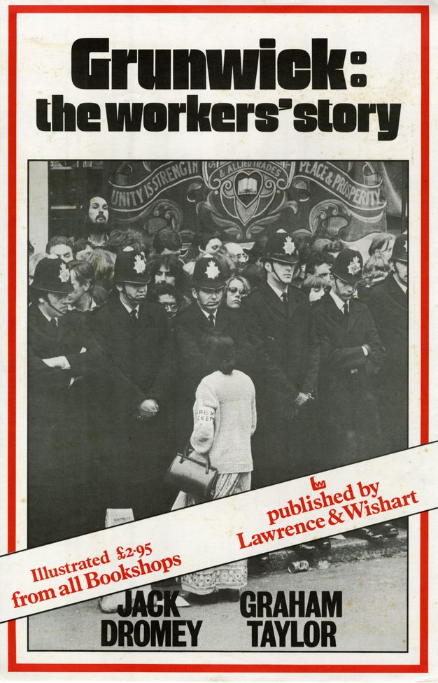 Cover of a book. The title appears over a black and white photograph of a woman facing an impenetrable line of police officers.