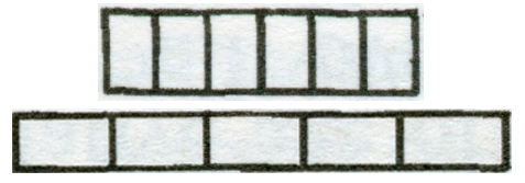 Illustration. A row of six vertical rectangles above takes up about a third less space than five rectangles set end to end below.