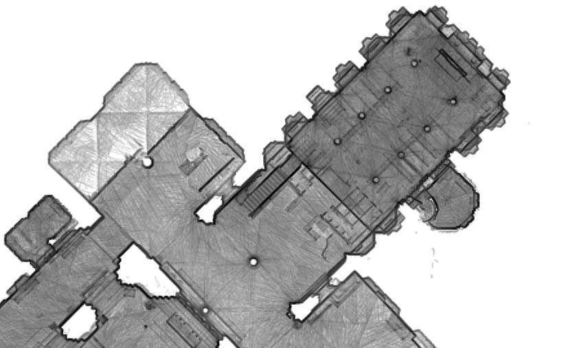Digital image. Software-generated, greyscale rendering shows a plan for a chapel.
