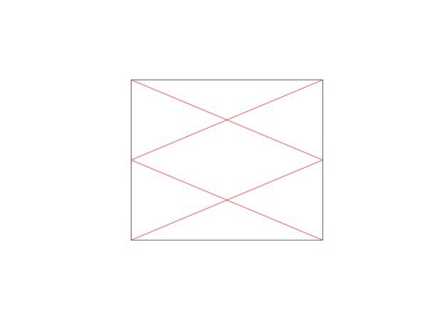 Two diagrams. The diagram to our left shows a grey rectangle overlaid with a circle that intersects all four sides. Red lines connect the sides of the circle to opposite corners, making an eight-sided star. The other diagram does the same but with a circle overlaid on a wider rectangle so the points of the eight-sided star are less evenly distributed.