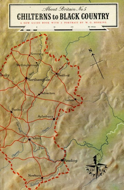 Book cover. A topographical map is marked with towns in black text and with a web of lines. Title text appears in a cartouche at the top.