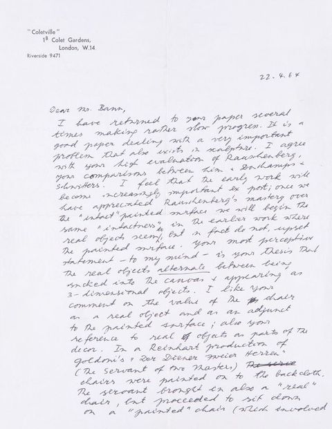 Handwritten letter. First page of a two-page letter.