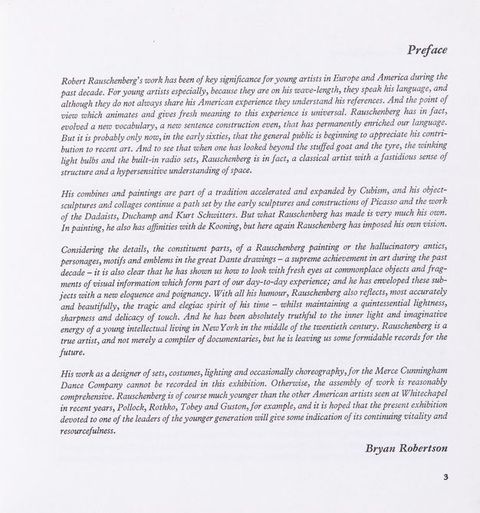 Page of a book. Preface written by Bryan Robertson.