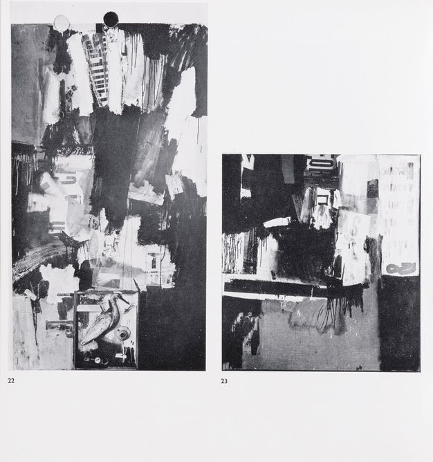 Page from a book. Two abstract compositions are reproduced in black and white.