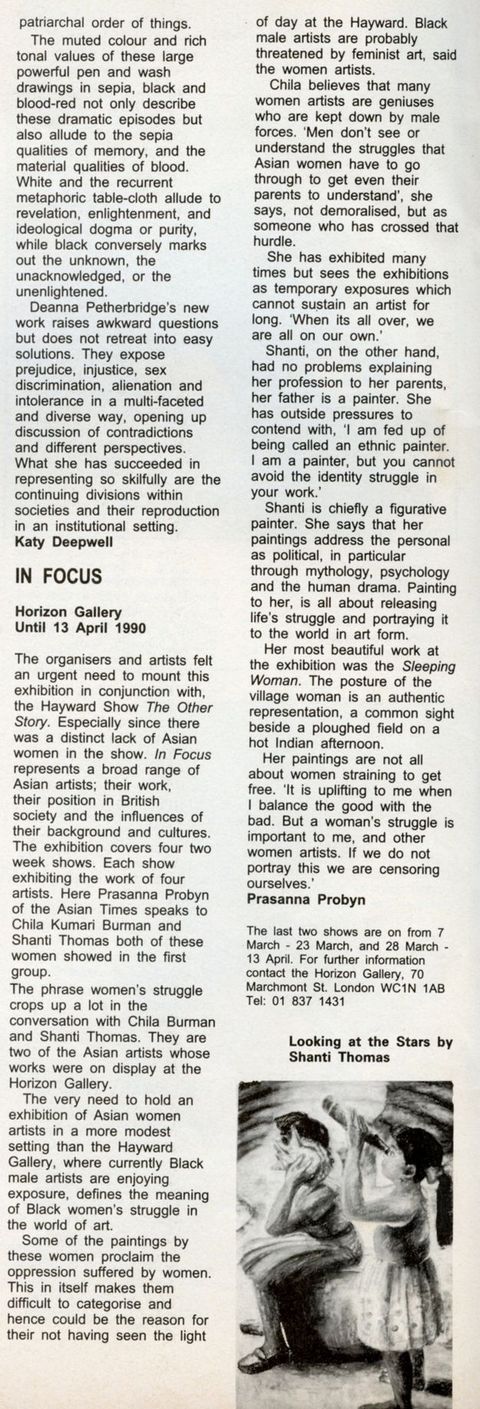 Newspaper clipping. One black and white reproduction accompanies the column and a half of this review.