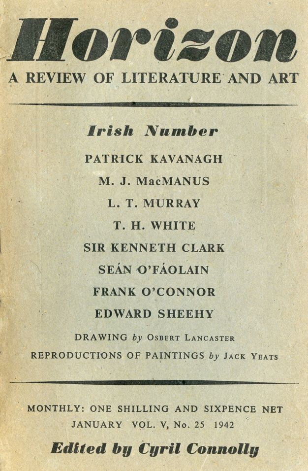 Periodical cover. Artists are listed under a heading, “Irish Number”, and include Patrick Kavanagh, M.J. MacManus, L.T. Murray, T.H. White, Sir Kenneth Clark, Seán O’Fáolain, Frank O'Connor, and Edward Sheehy.