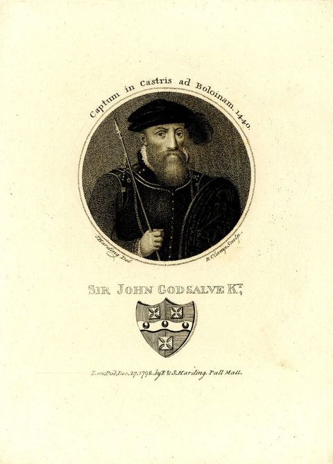 Print. A pale-skinned bearded man looks at us from a round frame on a page printed with his name and other text.