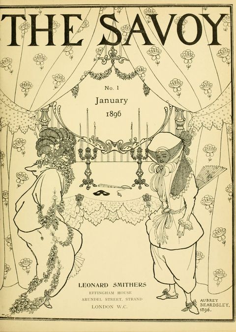 Cover of a journal. Illustration shows two women in masked costumes standing at the curtained opening of a room that contains a table with two elaborate candelabras. The scene is drawn with bold or delicate black lines and hatching.