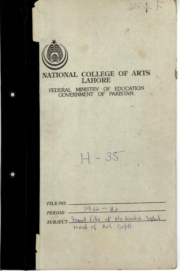 Cover of a file. Title text appears at the top with three fields below. “File No.” is blank, though “H-35” is written in pen high above the line. The next field, “Period,” is filled in with handwritten text.
