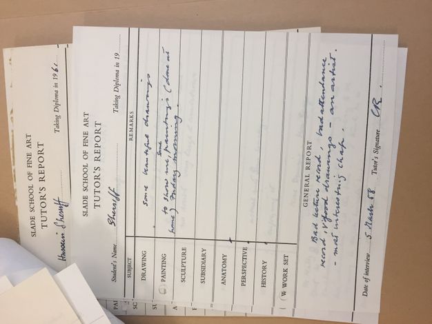 Form. A tutor's report includes a place to write a Student's Name, as well as a chart with columns for Subjects and Remarks. Notes are written into the Remarks in the entries for “Drawing” and “Painting.”