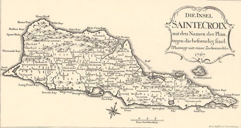 Map. The long island tapers to a point to our right. The bays and areas are labelled, and the map’s title is in a cartouche in the upper right corner.