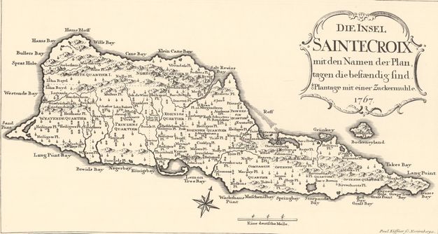 Map. The long island tapers to a point to our right. The bays and areas are labelled, and the map’s title is in a cartouche in the upper right corner.