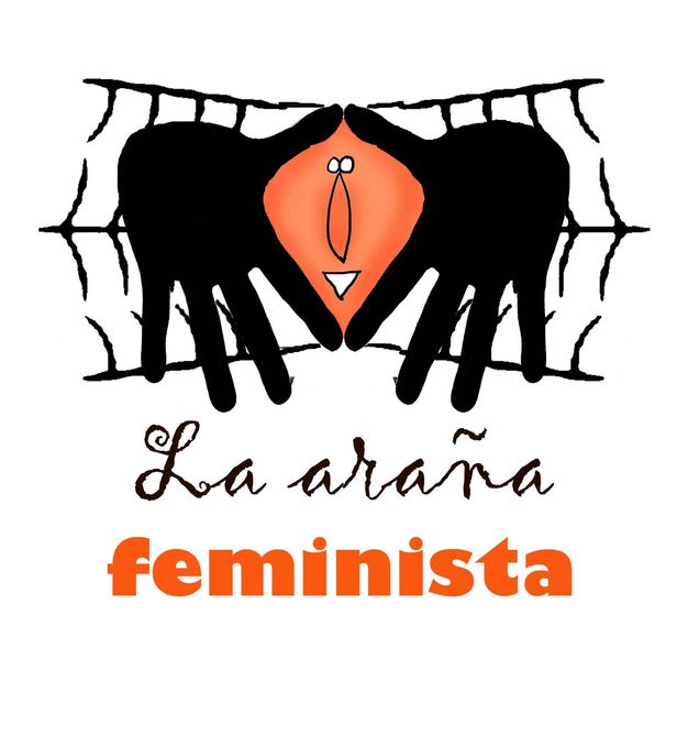 Logo. Black hands are against a black spider web, the forefingers and thumbs touching. The space is filled with orange and drawn with a smiley face. The title is written in black handwriting and orange fonts.