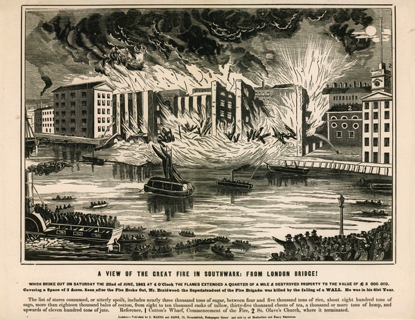 View of the Great Fire in Southwark: From London Bridge