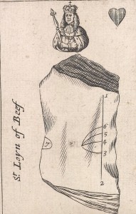 Or, <i>The mode of Carving at the Table</i> represented in a pack of playing cards (four of a set), 1693, playing cards, 15 cm. Collection of Beinecke Rare Books & Manuscript Library, Yale University (UvL50 693G).