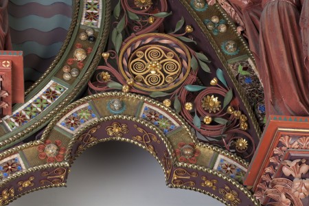 1862, painted wrought and cast iron, brass, copper, timber, mosaics and hardstones. Collection of the Victoria and Albert Museum, London, Given by Herbert Art Gallery and Museum, Coventry