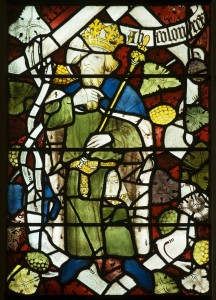 <i>fragment of the stained glass from the original east window of the chapel</i>, 1387–1395.